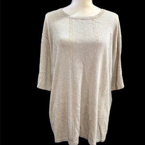 Parisian Plus Pullover Top  Gold with Metallic Glitter Size 3X